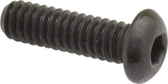 Made in USA - 1/4-20 UNC Hex Socket Drive, Button Screw - Alloy Steel, Black Oxide Finish, Fully Threaded, 7/8" Length Under Head - USA Tool & Supply