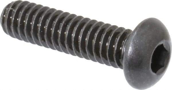 Made in USA - 1/4-20 UNC Hex Socket Drive, Button Screw - Alloy Steel, Black Oxide Finish, Fully Threaded, 1" Length Under Head - USA Tool & Supply