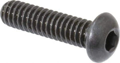 Made in USA - 1/4-20 UNC Hex Socket Drive, Button Screw - Alloy Steel, Black Oxide Finish, Fully Threaded, 1" Length Under Head - USA Tool & Supply
