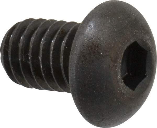 Made in USA - 5/16-18 UNC Hex Socket Drive, Button Screw - Alloy Steel, Black Oxide Finish, Fully Threaded, 1/2" Length Under Head - USA Tool & Supply