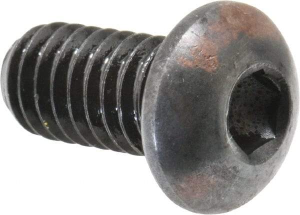 Made in USA - 5/16-18 UNC Hex Socket Drive, Button Screw - Alloy Steel, Black Oxide Finish, Fully Threaded, 5/8" Length Under Head - USA Tool & Supply