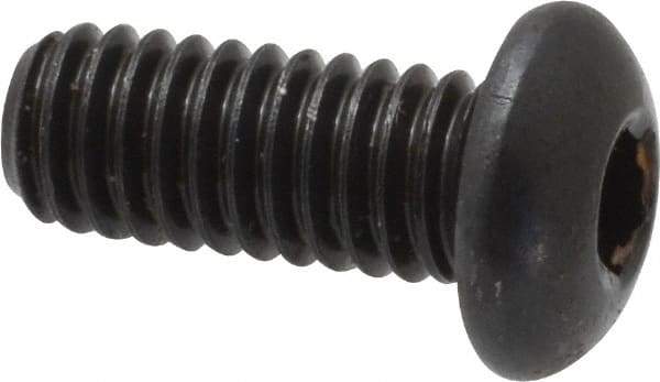 Made in USA - 5/16-18 UNC Hex Socket Drive, Button Screw - Alloy Steel, Black Oxide Finish, Fully Threaded, 3/4" Length Under Head - USA Tool & Supply