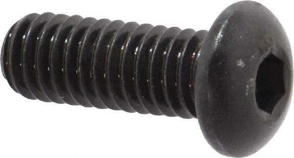 Made in USA - 5/16-18 UNC Hex Socket Drive, Button Screw - Alloy Steel, Black Oxide Finish, Fully Threaded, 7/8" Length Under Head - USA Tool & Supply