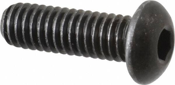 Made in USA - 5/16-18 UNC Hex Socket Drive, Button Screw - Alloy Steel, Black Oxide Finish, Fully Threaded, 1" Length Under Head - USA Tool & Supply