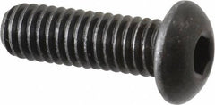 Made in USA - 5/16-18 UNC Hex Socket Drive, Button Screw - Alloy Steel, Black Oxide Finish, Fully Threaded, 1" Length Under Head - USA Tool & Supply