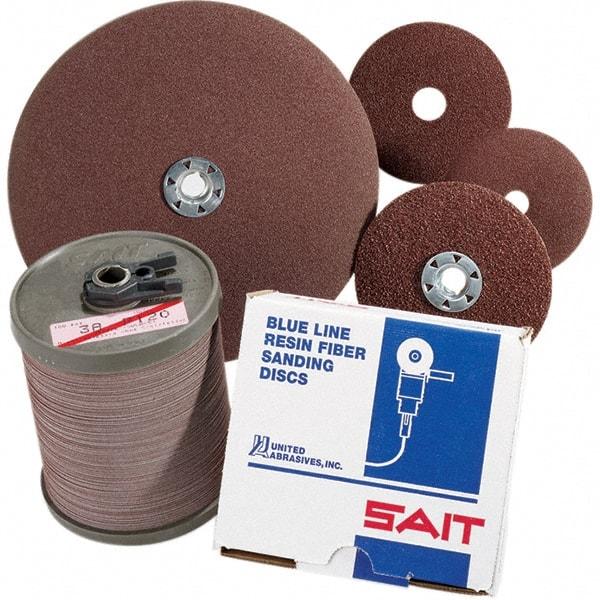 Sait - 4" Diam 5/8" Hole 36 Grit Fiber Disc - Very Coarse Grade, Aluminum Oxide, 12,000 Max RPM, Series 2A - USA Tool & Supply