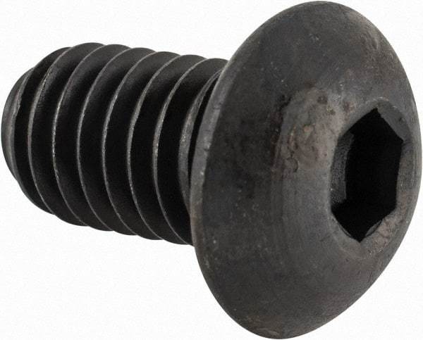 Made in USA - 3/8-16 UNC Hex Socket Drive, Button Screw - Alloy Steel, Black Oxide Finish, Fully Threaded, 5/8" Length Under Head - USA Tool & Supply