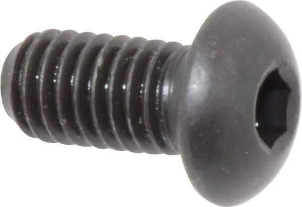 Made in USA - 3/8-16 UNC Hex Socket Drive, Button Screw - Alloy Steel, Black Oxide Finish, Fully Threaded, 3/4" Length Under Head - USA Tool & Supply