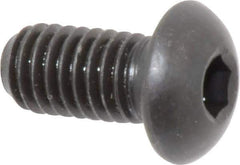 Made in USA - 3/8-16 UNC Hex Socket Drive, Button Screw - Alloy Steel, Black Oxide Finish, Fully Threaded, 3/4" Length Under Head - USA Tool & Supply