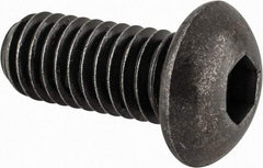 Made in USA - 3/8-16 UNC Hex Socket Drive, Button Screw - Alloy Steel, Black Oxide Finish, Fully Threaded, 7/8" Length Under Head - USA Tool & Supply
