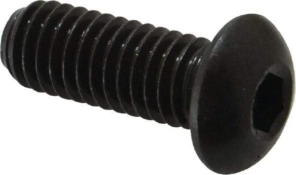 Made in USA - 3/8-16 UNC Hex Socket Drive, Button Screw - Alloy Steel, Black Oxide Finish, Fully Threaded, 1" Length Under Head - USA Tool & Supply