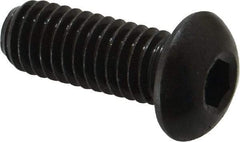 Made in USA - 3/8-16 UNC Hex Socket Drive, Button Screw - Alloy Steel, Black Oxide Finish, Fully Threaded, 1" Length Under Head - USA Tool & Supply