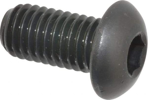 Made in USA - 1/2-13 UNC Hex Socket Drive, Button Screw - Alloy Steel, Black Oxide Finish, Fully Threaded, 1" Length Under Head - USA Tool & Supply