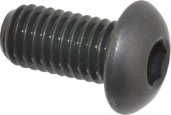 Made in USA - 1/2-13 UNC Hex Socket Drive, Button Screw - Alloy Steel, Black Oxide Finish, Fully Threaded, 1" Length Under Head - USA Tool & Supply