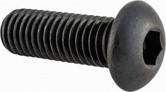 Made in USA - 1/2-13 UNC Hex Socket Drive, Button Screw - Alloy Steel, Black Oxide Finish, Fully Threaded, 1-1/2" Length Under Head - USA Tool & Supply