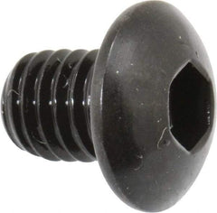 Made in USA - #10-32 UNF Hex Socket Drive, Button Screw - Alloy Steel, Black Oxide Finish, Fully Threaded, 1/4" Length Under Head - USA Tool & Supply