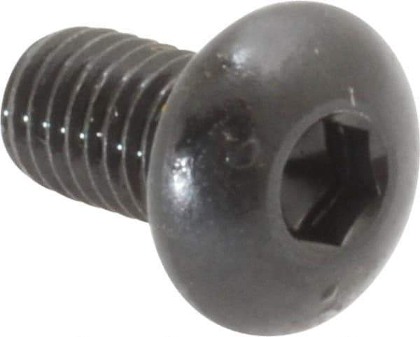 Made in USA - #10-32 UNF Hex Socket Drive, Button Screw - Alloy Steel, Black Oxide Finish, Fully Threaded, 3/8" Length Under Head - USA Tool & Supply