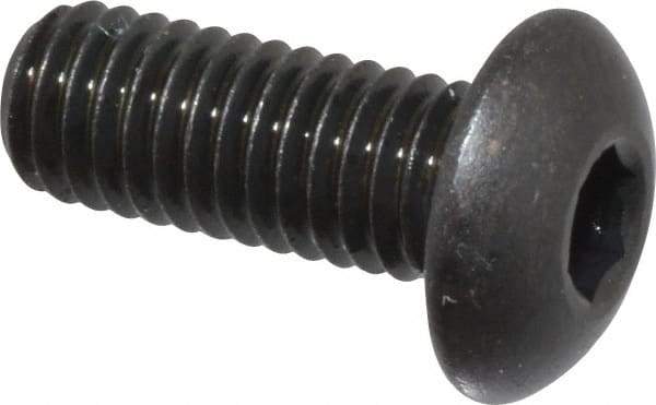 Made in USA - #10-32 UNF Hex Socket Drive, Button Screw - Alloy Steel, Black Oxide Finish, Fully Threaded, 1/2" Length Under Head - USA Tool & Supply