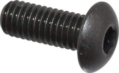 Made in USA - #10-32 UNF Hex Socket Drive, Button Screw - Alloy Steel, Black Oxide Finish, Fully Threaded, 1/2" Length Under Head - USA Tool & Supply
