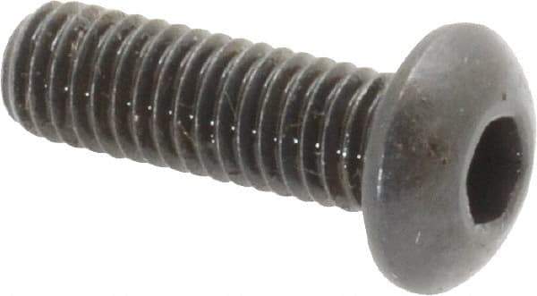 Made in USA - #10-32 UNF Hex Socket Drive, Button Screw - Alloy Steel, Black Oxide Finish, Fully Threaded, 5/8" Length Under Head - USA Tool & Supply