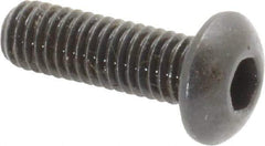 Made in USA - #10-32 UNF Hex Socket Drive, Button Screw - Alloy Steel, Black Oxide Finish, Fully Threaded, 5/8" Length Under Head - USA Tool & Supply