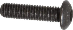 Made in USA - #10-32 UNF Hex Socket Drive, Button Screw - Alloy Steel, Black Oxide Finish, Fully Threaded, 3/4" Length Under Head - USA Tool & Supply