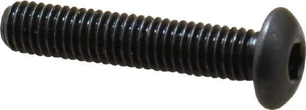 Made in USA - #10-32 UNF Hex Socket Drive, Button Screw - Alloy Steel, Black Oxide Finish, Fully Threaded, 1" Length Under Head - USA Tool & Supply