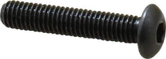 Made in USA - #10-32 UNF Hex Socket Drive, Button Screw - Alloy Steel, Black Oxide Finish, Fully Threaded, 1" Length Under Head - USA Tool & Supply