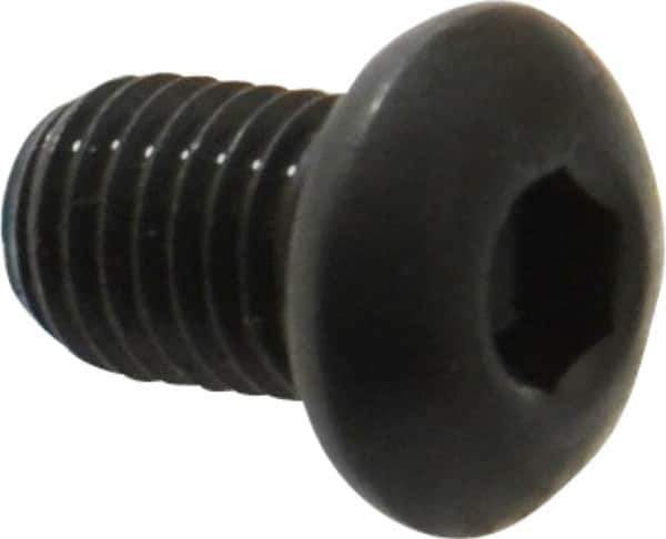 Made in USA - 1/4-28 UNF Hex Socket Drive, Button Screw - Alloy Steel, Black Oxide Finish, Fully Threaded, 3/8" Length Under Head - USA Tool & Supply