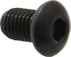 Made in USA - 1/4-28 UNF Hex Socket Drive, Button Screw - Alloy Steel, Black Oxide Finish, Fully Threaded, 3/8" Length Under Head - USA Tool & Supply