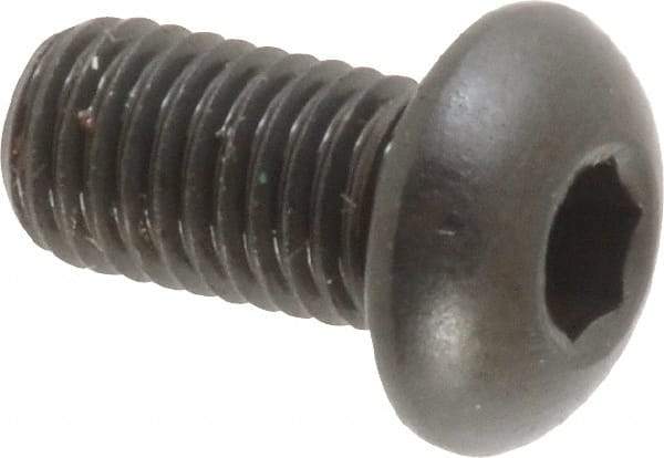 Made in USA - 1/4-28 UNF Hex Socket Drive, Button Screw - Alloy Steel, Black Oxide Finish, Fully Threaded, 1/2" Length Under Head - USA Tool & Supply