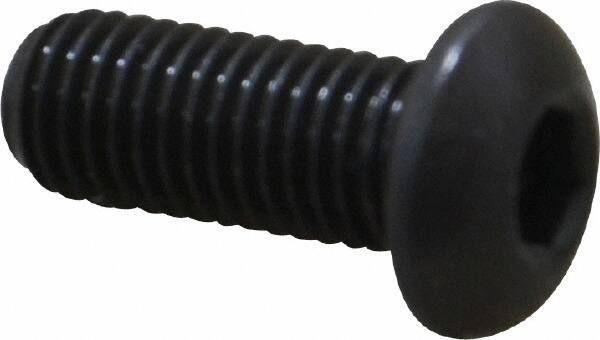 Made in USA - 1/4-28 UNF Hex Socket Drive, Button Screw - Alloy Steel, Black Oxide Finish, Fully Threaded, 5/8" Length Under Head - USA Tool & Supply