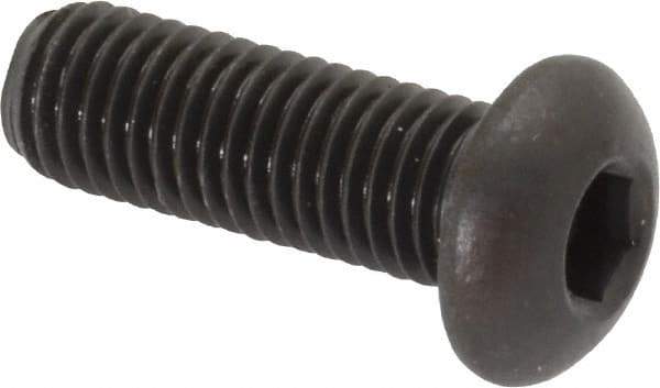 Made in USA - 1/4-28 UNF Hex Socket Drive, Button Screw - Alloy Steel, Black Oxide Finish, Fully Threaded, 3/4" Length Under Head - USA Tool & Supply