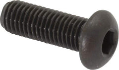 Made in USA - 1/4-28 UNF Hex Socket Drive, Button Screw - Alloy Steel, Black Oxide Finish, Fully Threaded, 3/4" Length Under Head - USA Tool & Supply