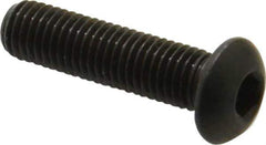 Made in USA - 1/4-28 UNF Hex Socket Drive, Button Screw - Alloy Steel, Black Oxide Finish, Fully Threaded, 1" Length Under Head - USA Tool & Supply