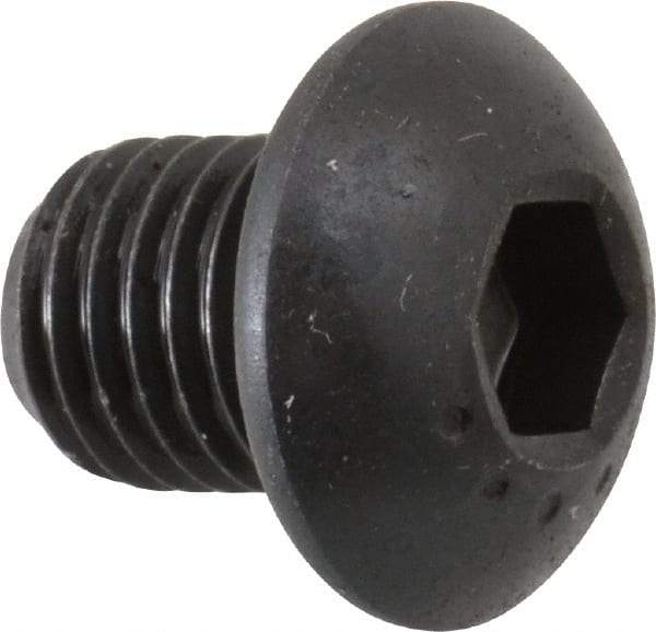Made in USA - 5/16-24 UNF Hex Socket Drive, Button Screw - Alloy Steel, Black Oxide Finish, Fully Threaded, 3/8" Length Under Head - USA Tool & Supply