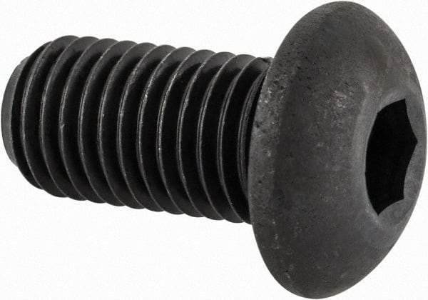 Made in USA - 5/16-24 UNF Hex Socket Drive, Button Screw - Alloy Steel, Black Oxide Finish, Fully Threaded, 5/8" Length Under Head - USA Tool & Supply