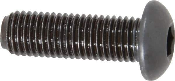 Made in USA - 5/16-24 UNF Hex Socket Drive, Button Screw - Alloy Steel, Black Oxide Finish, Fully Threaded, 1" Length Under Head - USA Tool & Supply