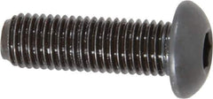 Made in USA - 5/16-24 UNF Hex Socket Drive, Button Screw - Alloy Steel, Black Oxide Finish, Fully Threaded, 1" Length Under Head - USA Tool & Supply