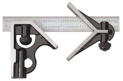 SPI - 3 Piece, 6" Combination Square Set - 1/16, 1/32, 1/64 & 1/8" (4R) Graduation, Hardened Steel Blade, Cast Iron Center & Square Head - USA Tool & Supply