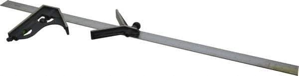 SPI - 3 Piece, 24" Combination Square Set - 1/100, 1/32, 1/50 & 1/64" (16R) Graduation, Hardened Steel Blade, Cast Iron Center & Square Head - USA Tool & Supply