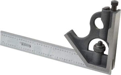 SPI - 2 Piece, 6" Combination Square Set - 1/32 & 1/64" (English/Metric) Graduation, Hardened Steel Blade, Cast Iron Square Head - USA Tool & Supply