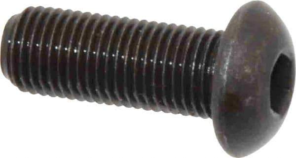 Made in USA - 3/8-24 UNF Hex Socket Drive, Button Screw - Alloy Steel, Black Oxide Finish, Fully Threaded, 1" Length Under Head - USA Tool & Supply