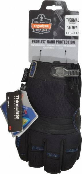 Ergodyne - Size 2XL (11) Amara Cold Protection Work Gloves - For Mechanic's & Lifting, Uncoated, Hook & Loop Cuff, Full Fingered, Black, Paired - USA Tool & Supply