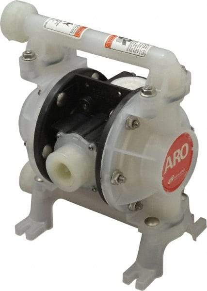 ARO/Ingersoll-Rand - 3/8" NPT, Nonmetallic, Air Operated Diaphragm Pump - PTFE Diaphragm, Polypropylene Housing - USA Tool & Supply