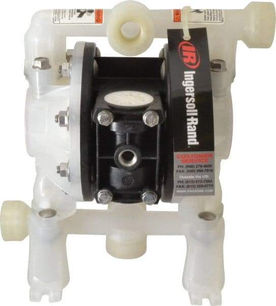 ARO/Ingersoll-Rand - 1/2" NPT, Nonmetallic, Air Operated Diaphragm Pump - Santoprene Diaphragm, Polypropylene Housing - USA Tool & Supply