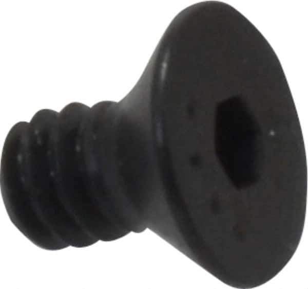 Made in USA - #6-32 UNC Hex Socket Drive, 82° Flat Screw - Alloy Steel, Black Oxide Finish, Fully Threaded, 1/4" OAL - USA Tool & Supply