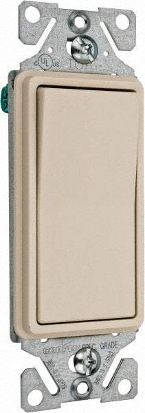 Cooper Wiring Devices - 1 Pole, 120 to 277 VAC, 15 Amp, Commercial Grade, Rocker, Wall and Dimmer Light Switch - 1.44 Inch Wide x 4.19 Inch High, Fluorescent - USA Tool & Supply