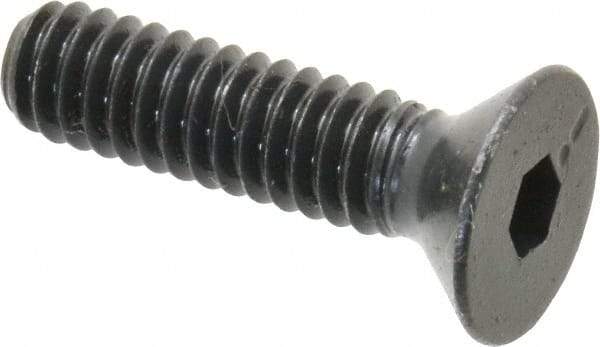 Made in USA - 1/4-20 UNC Hex Socket Drive, 82° Flat Screw - Alloy Steel, Black Oxide Finish, Fully Threaded, 1" OAL - USA Tool & Supply