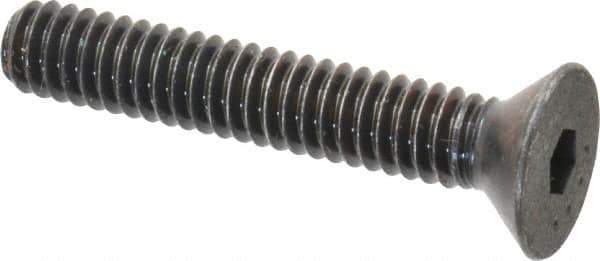 Made in USA - 1/4-20 UNC Hex Socket Drive, 82° Flat Screw - Alloy Steel, Black Oxide Finish, Fully Threaded, 1-1/2" OAL - USA Tool & Supply